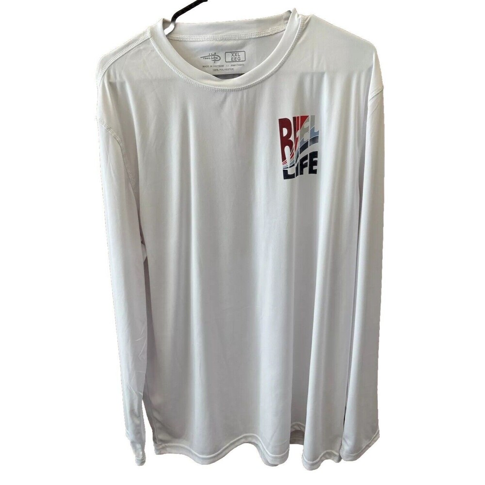 Reel Life Men Tee XL Sun Swim Long Sleeve UV Tee Sunshirt Rash Guard White New